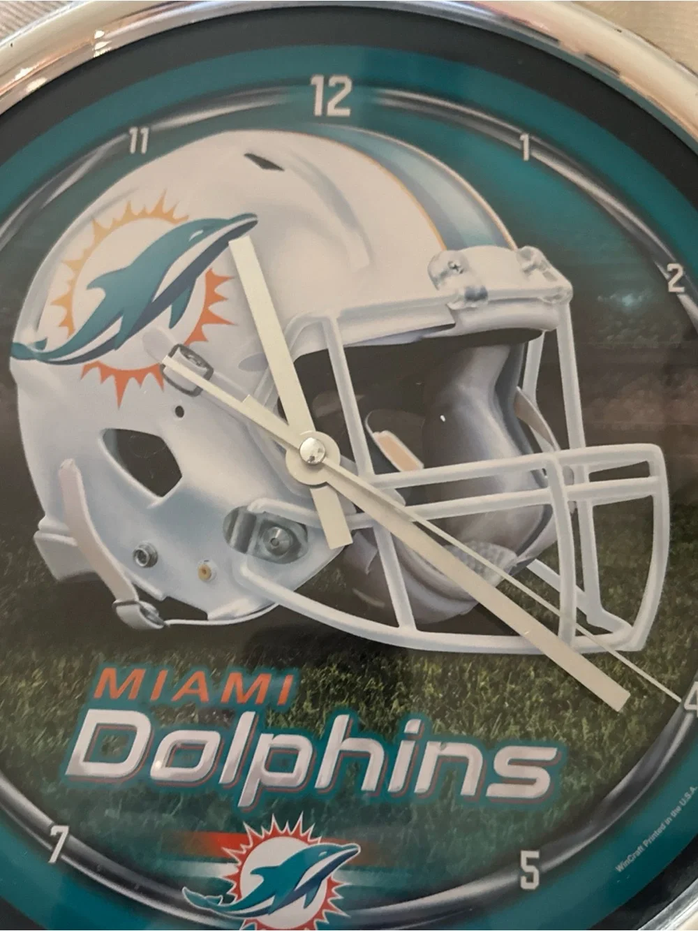 Wincraft Teal, White & Orange Miami Dolphins Wall Clock